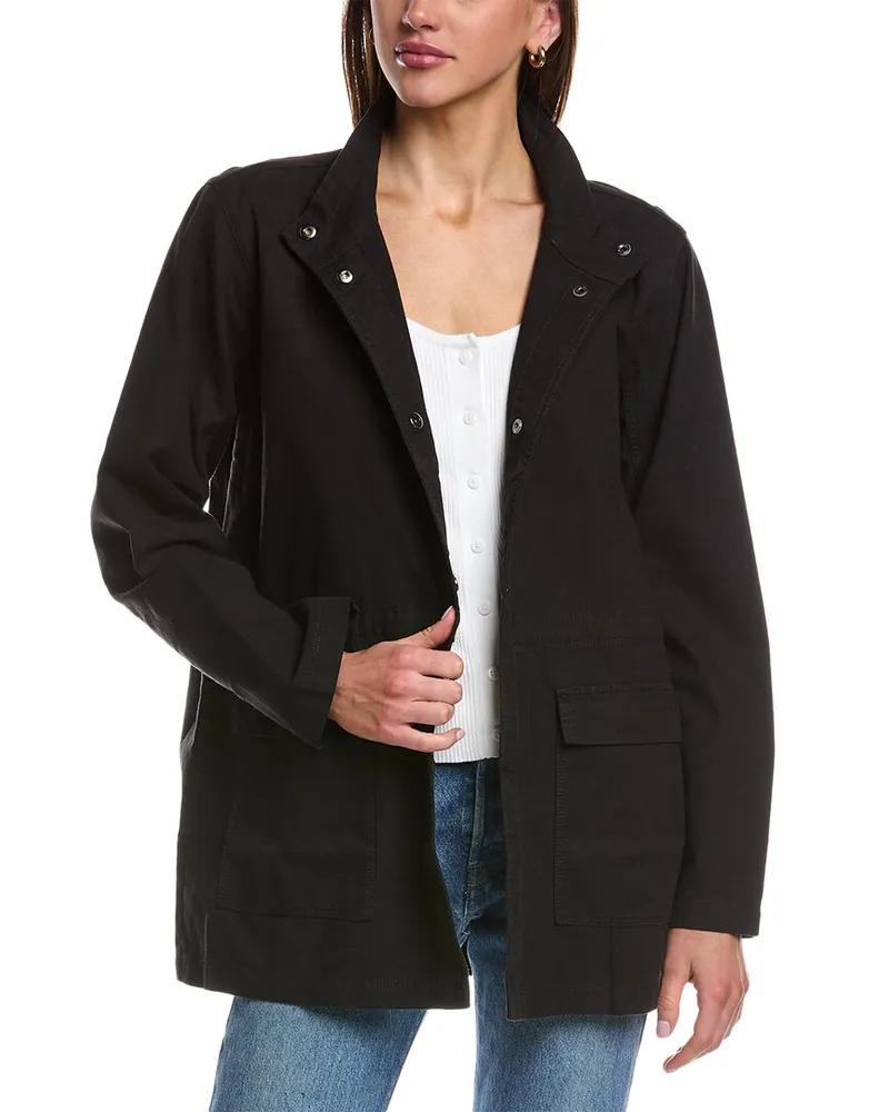 Eileen Fisher Stand Collar Long Jacket Black