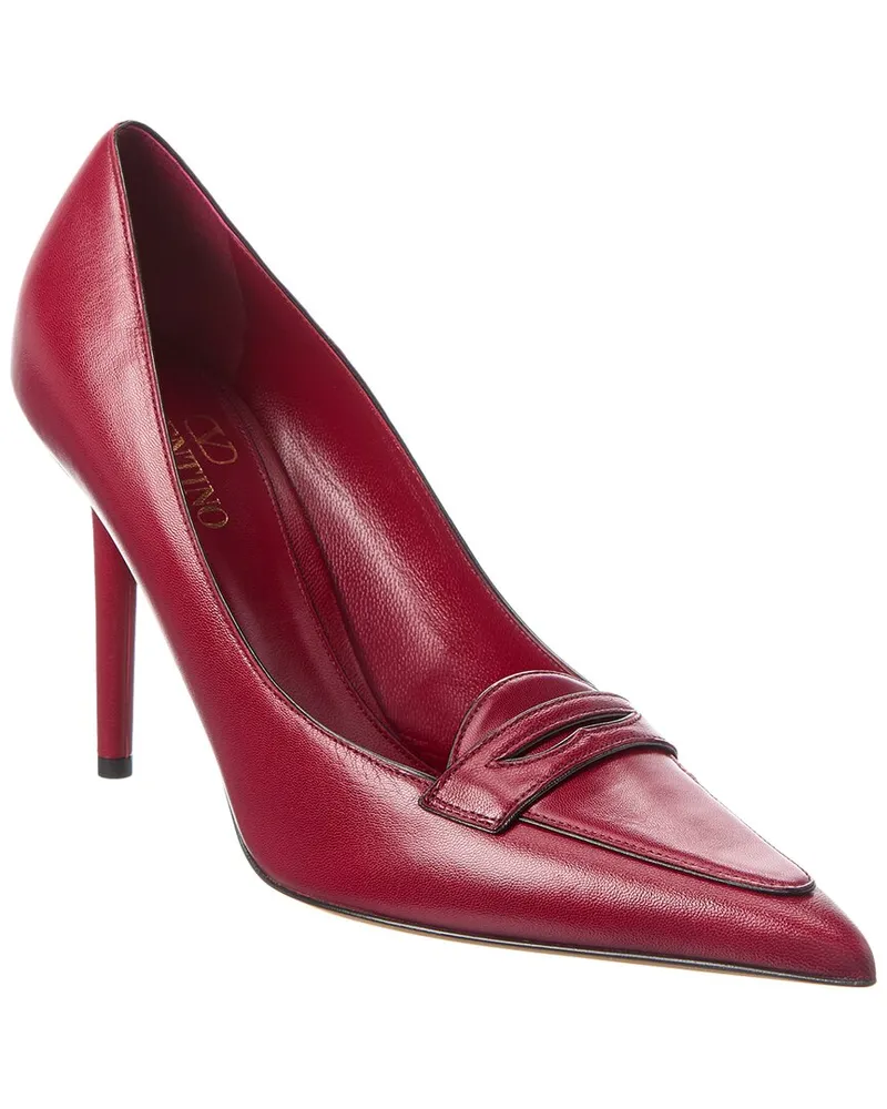 Valentino Garavani Capretto 100 Bicolor Leather Loafer Pump Red