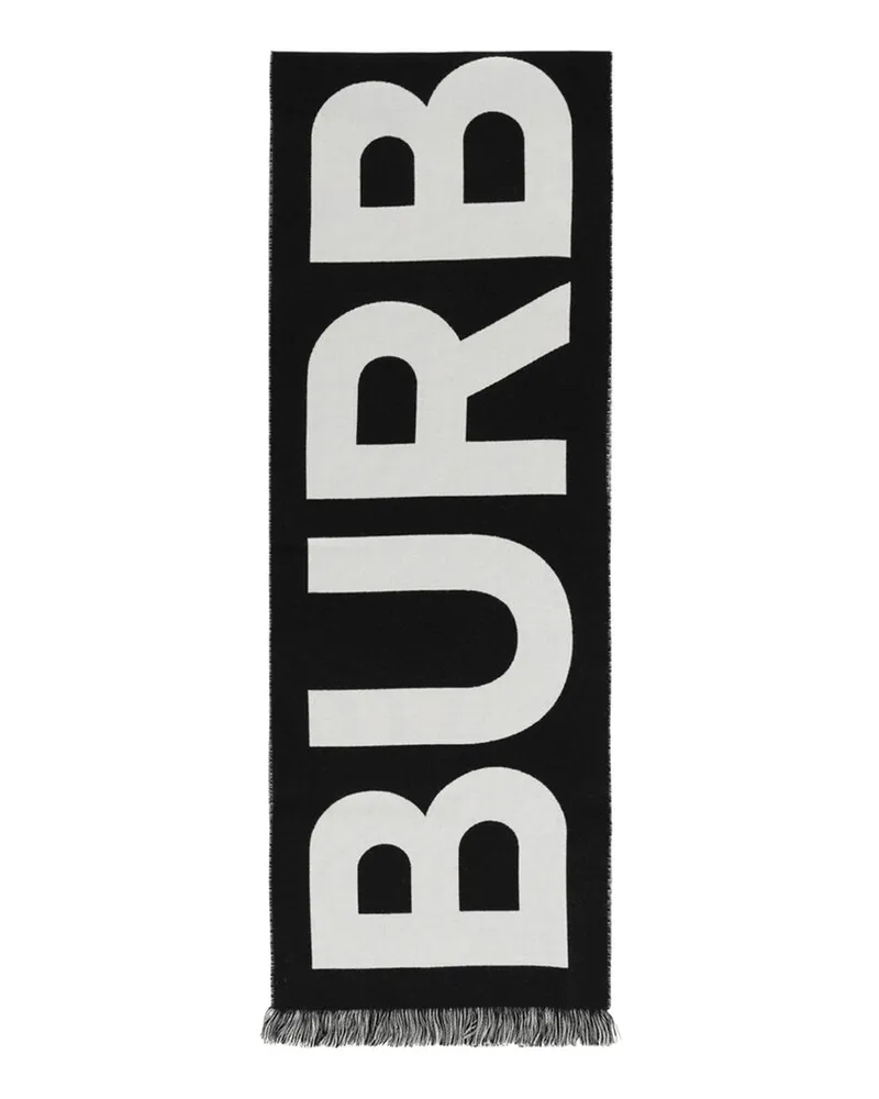 Burberry Logo Jacquard Wool Scarf Black