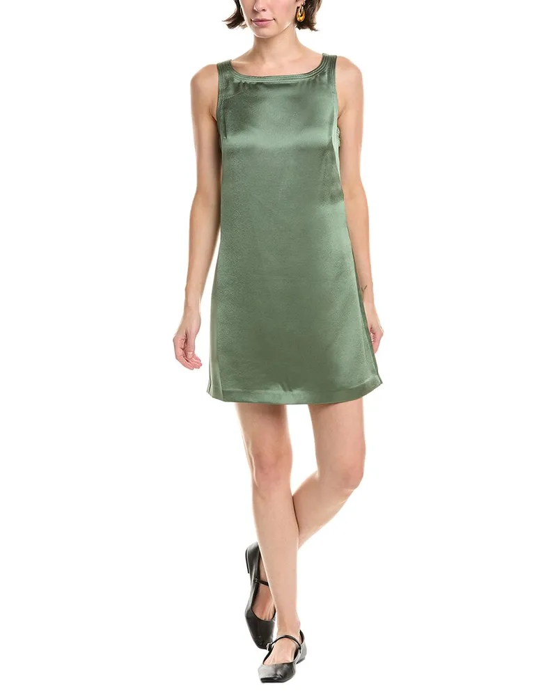 Rebecca Taylor Heavy Satin Shift Dress Green
