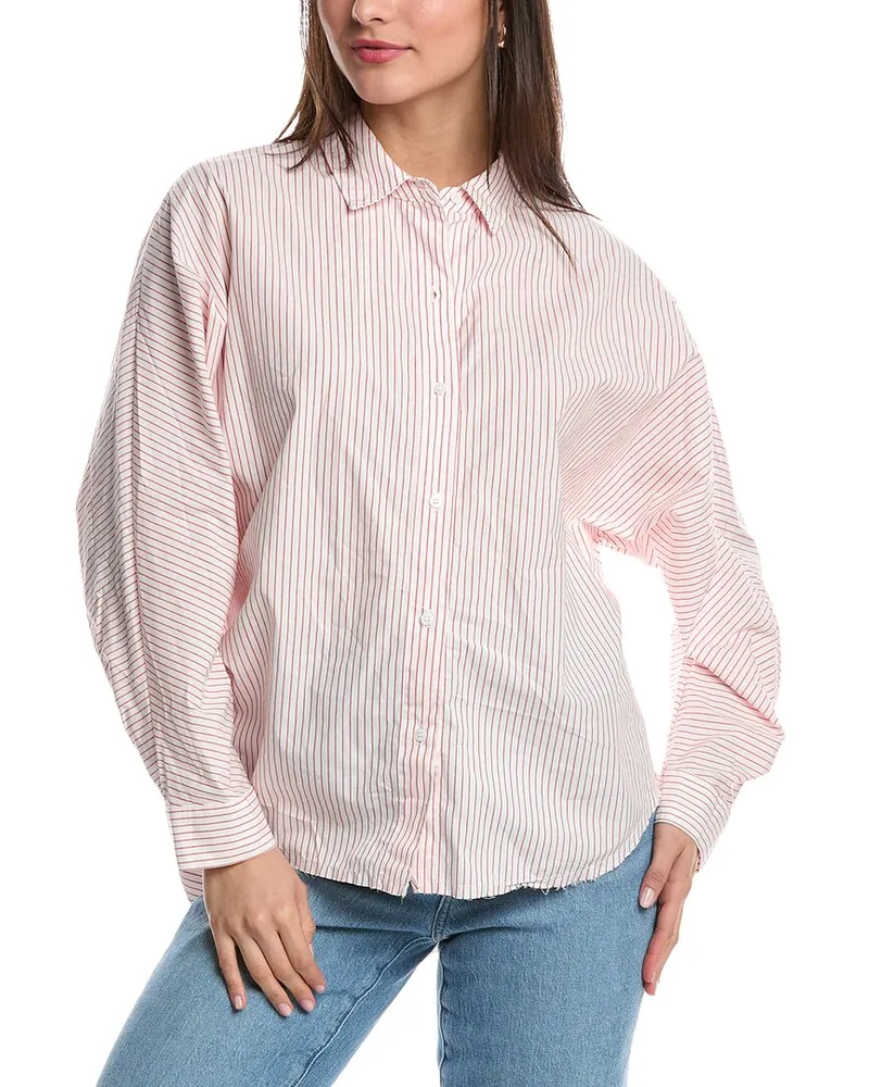 STATESIDE Poplin Stripe Dolman Shirt White