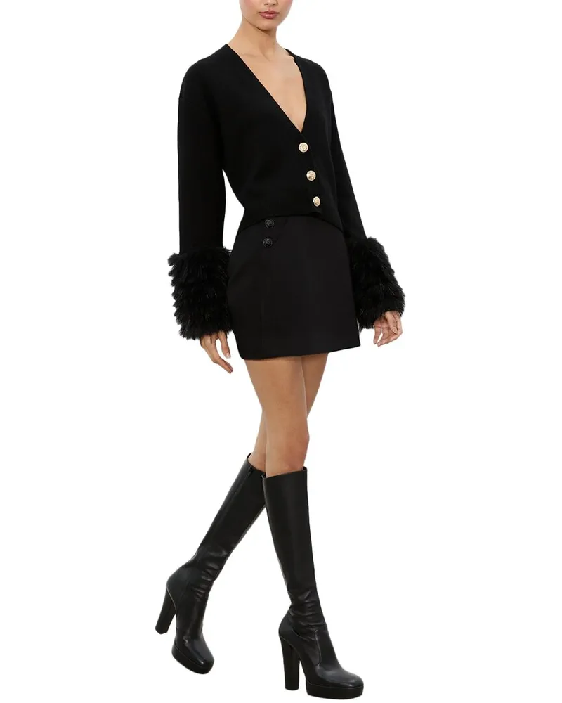 Alice + Olivia Bradley Wool-Blend Cardigan Black
