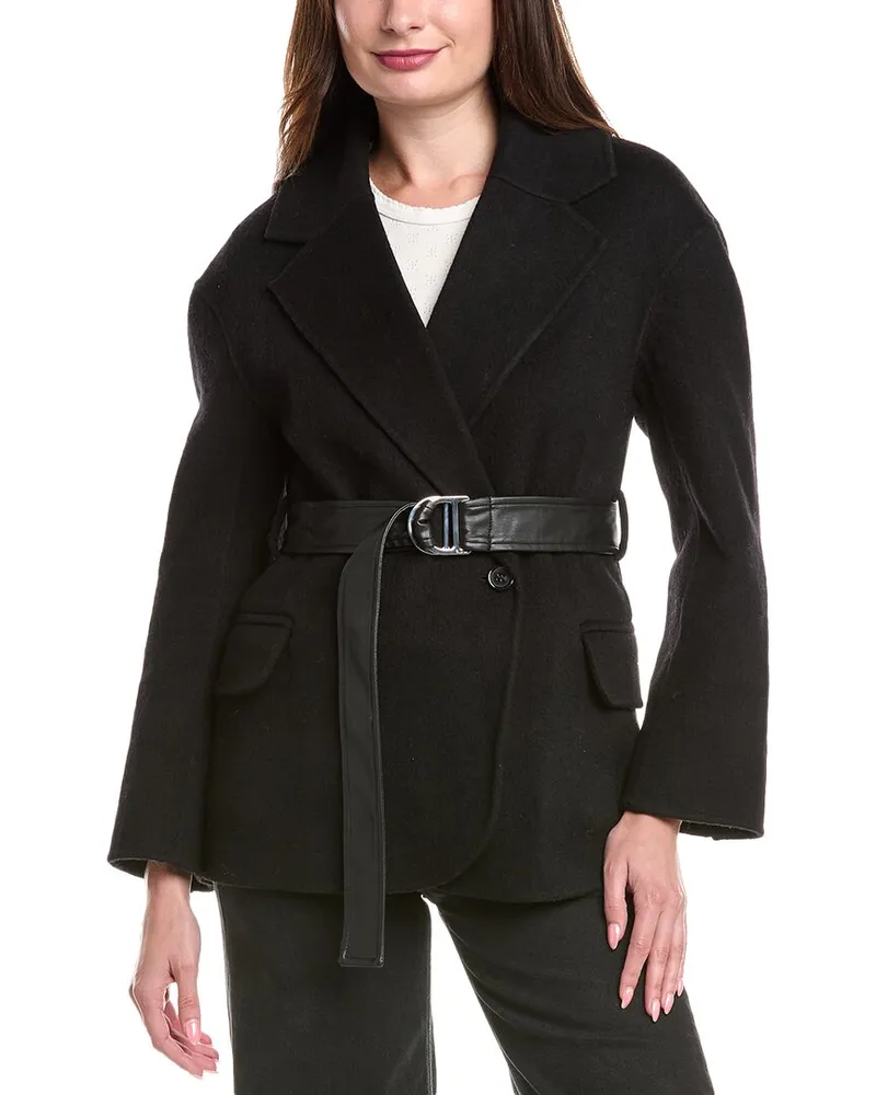 Maje Wool-Blend Coat Black