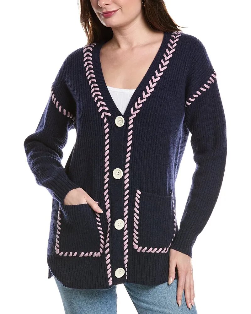 Johnny Was The Solid Whipstitch Cardigan Blue