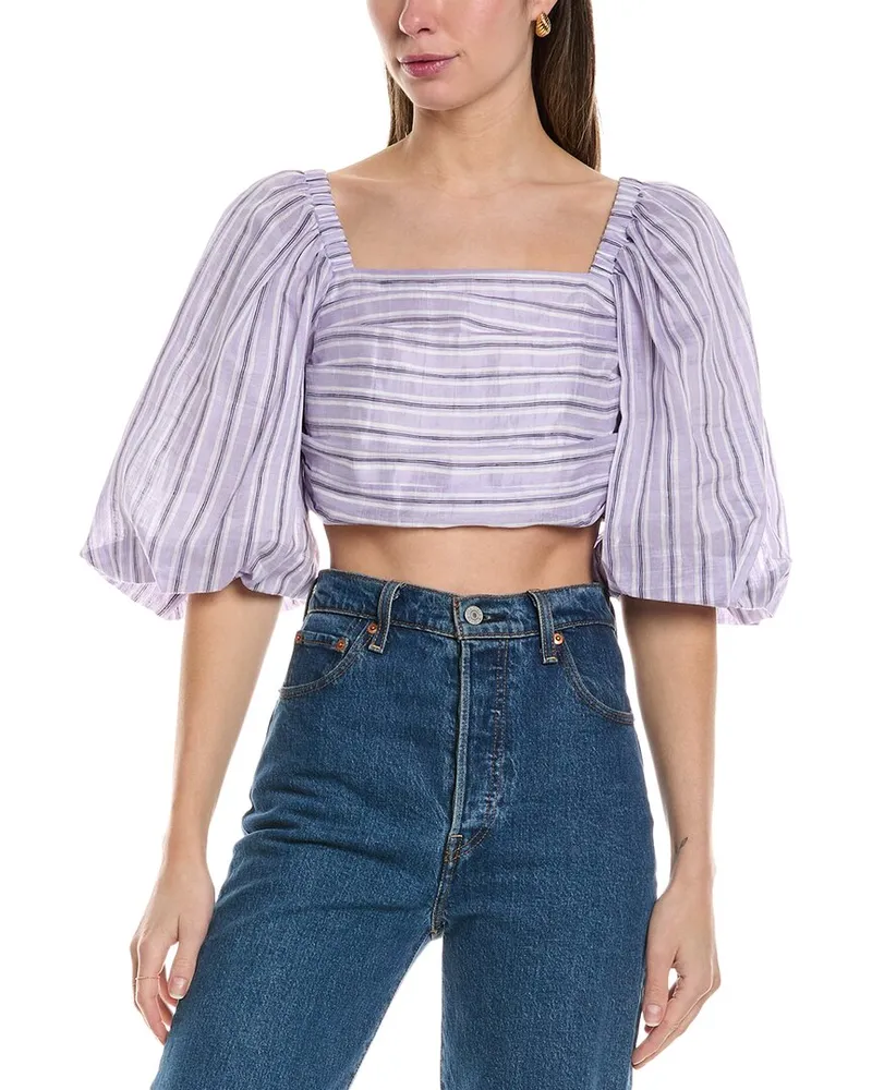Sandro Linen-Blend Top Purple