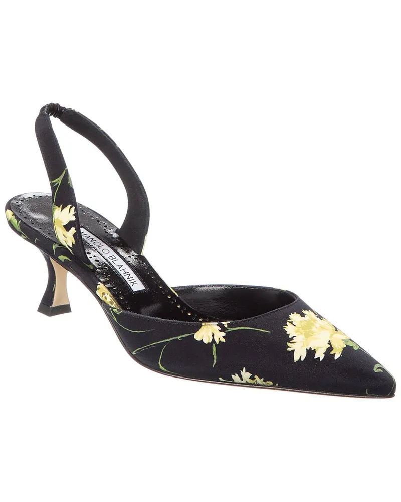 Manolo Blahnik Carolyne 70 Satin Slingback Pump Black