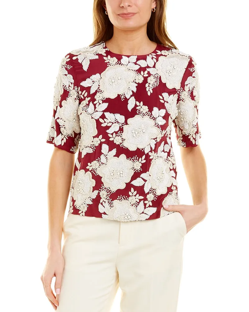 Etro Boxy Silk Top Red