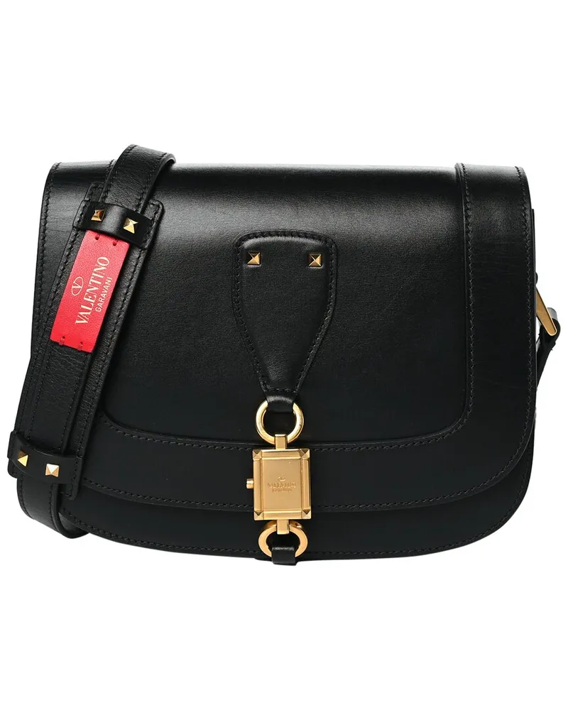Valentino Garavani Black Calfskin Leather Vlocker Shoulder Bag (Authentic Pre-Loved Nocolor