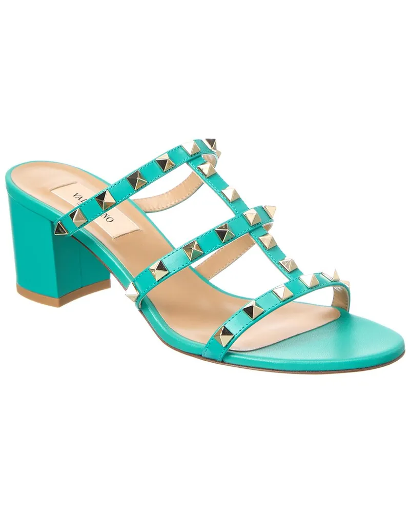 Valentino Garavani Rockstud Caged 60 Leather Sandal Green