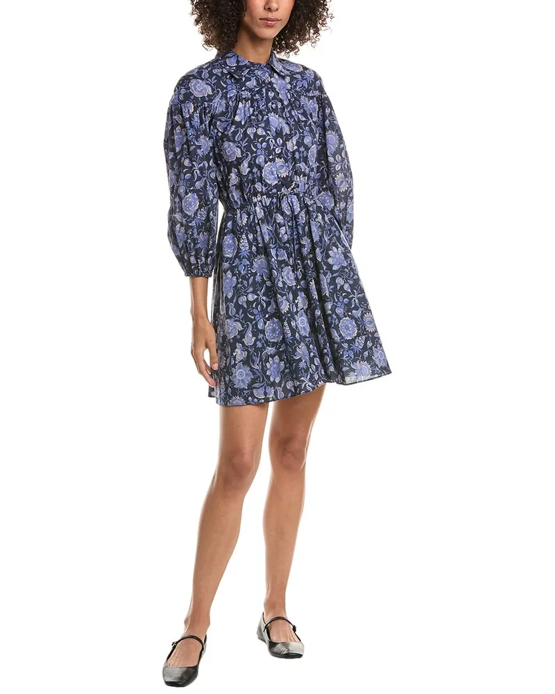 Derek Lam Arbi Bracelet-Sleeve Shirtdress Navy