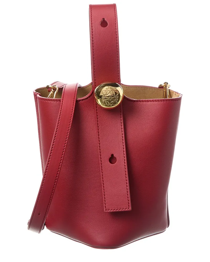 Loewe Pebble Mini Leather Bucket Bag Red