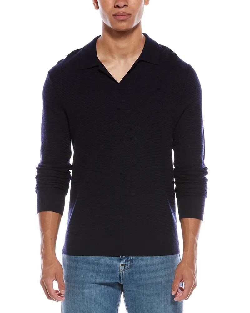 Vince Wool Johnny Collar Sweater Blue