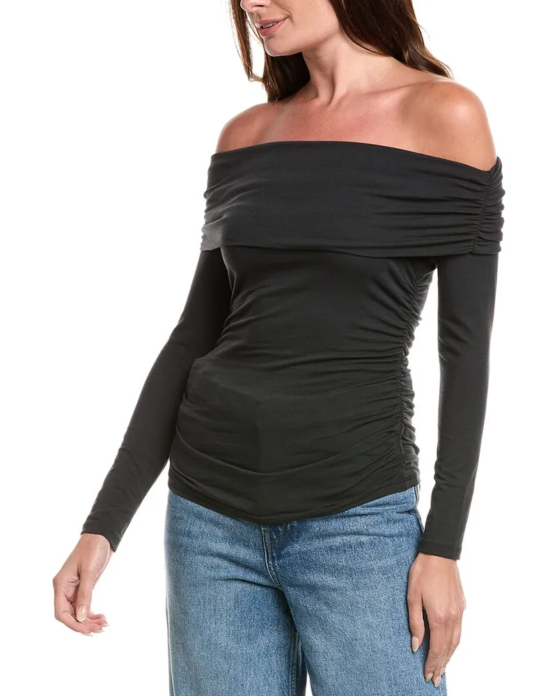 Rag & Bone Lucy Off-The-Shoulder Ruched Top Black