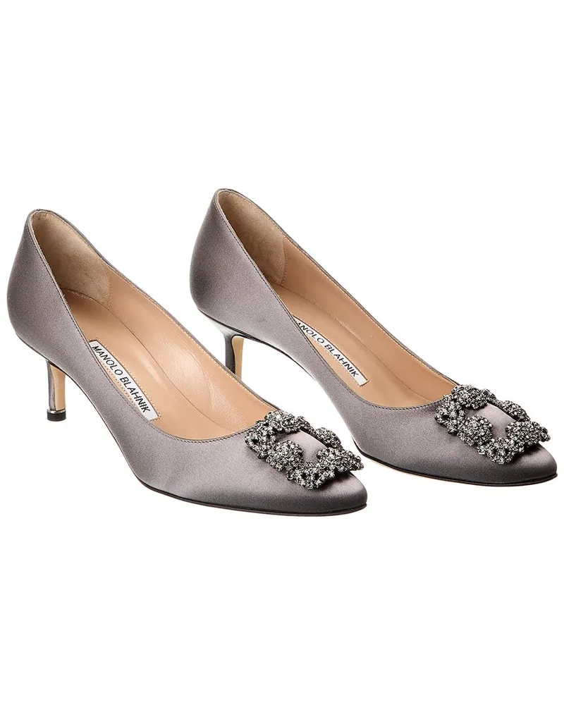 Manolo Blahnik Hangisi 50 Satin Pump (Authentic Pre-Loved Grey