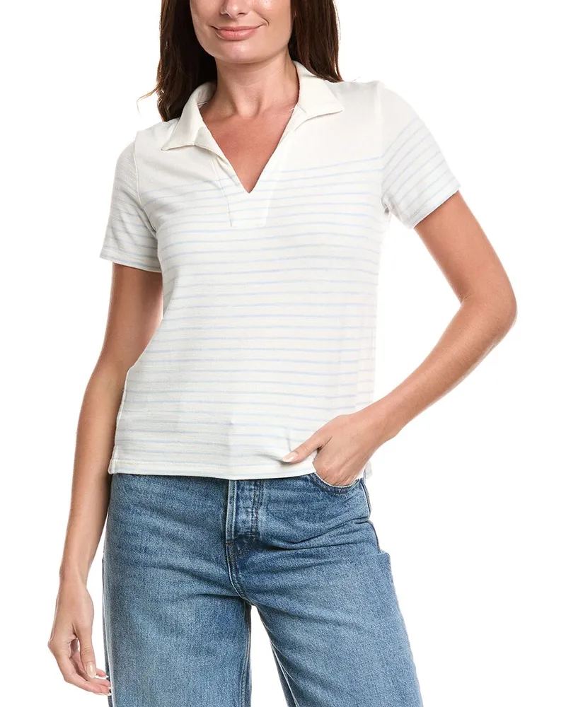 Rag & Bone The Knit Stripe Polo Shirt White