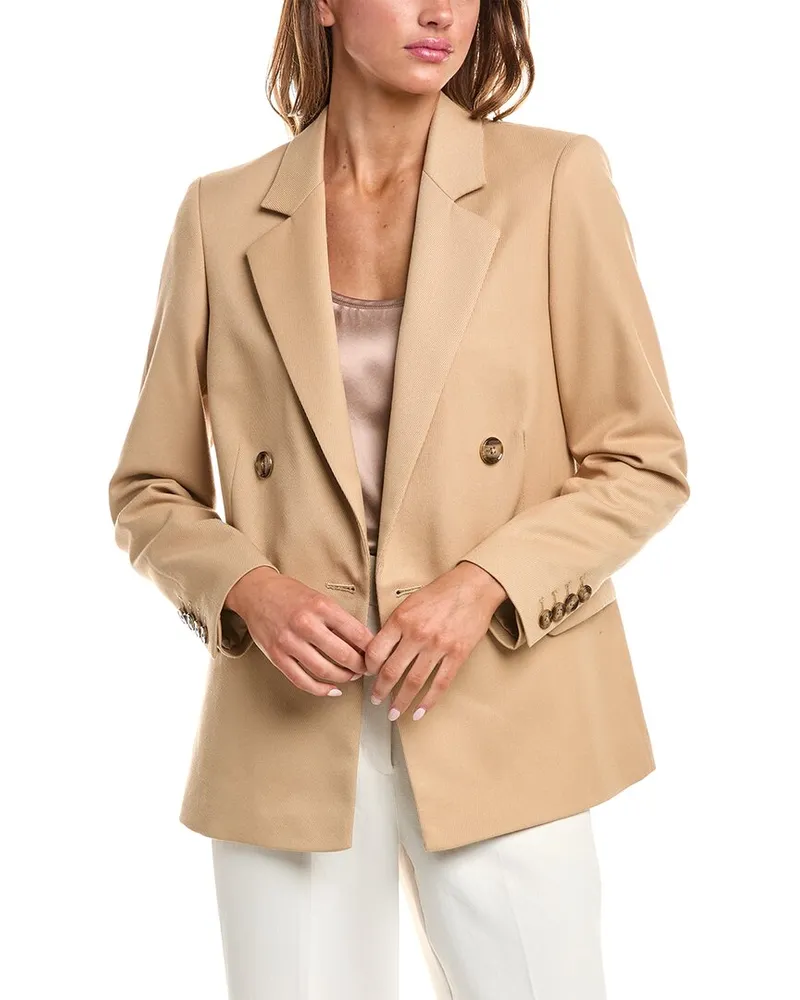 Reiss Adelaide Double Breasted Blazer Beige