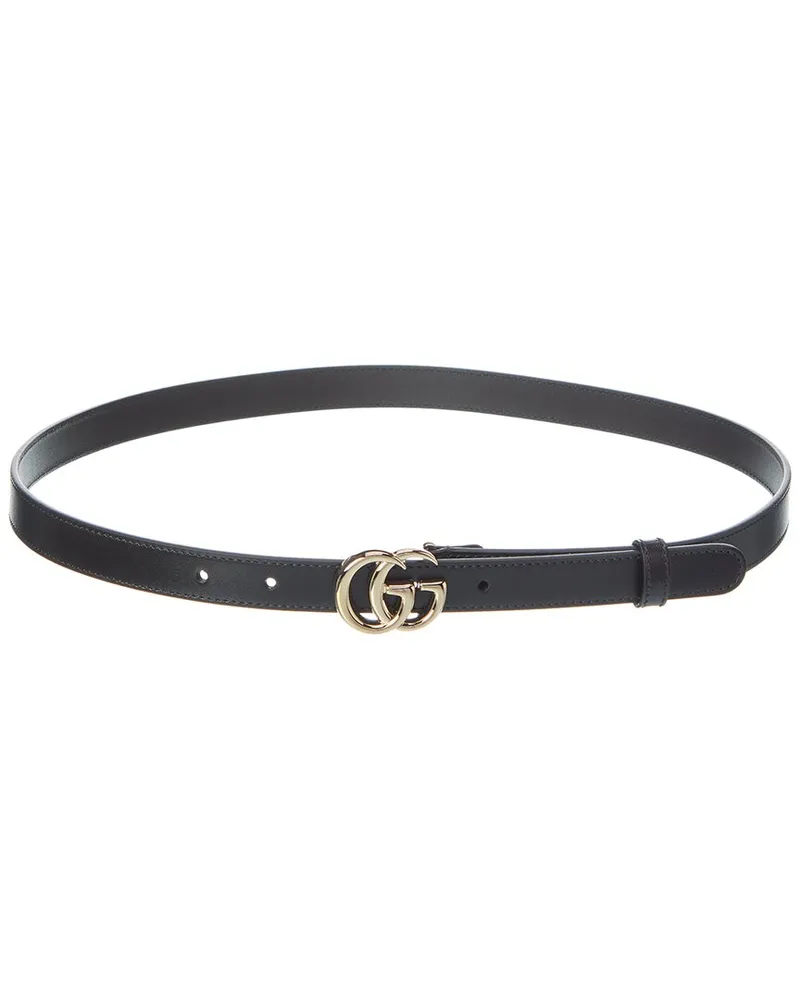 Gucci Double G Thin Leather Belt Black