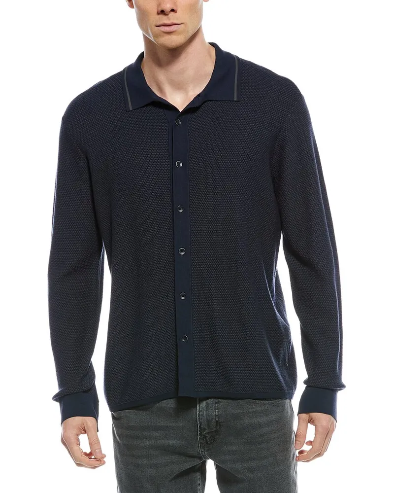 Rag & Bone Harvey Pique Button-Up Shirt Blue