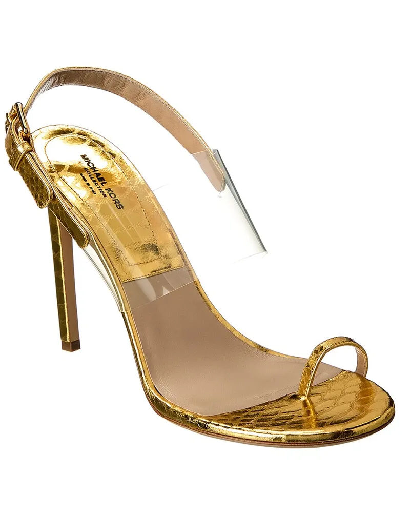 Michael Kors Catherine Python-Embossed Leather & Vinyl Sandal Gold