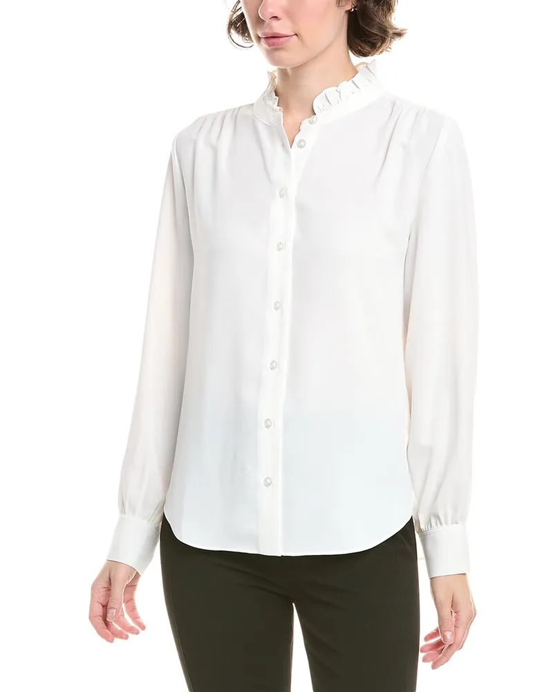 Anne Klein Button Top White