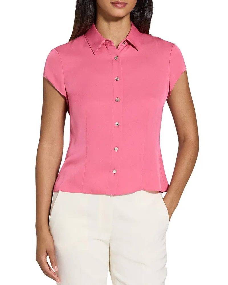 Theory Cap Sleeve Silk Blouse Nocolor