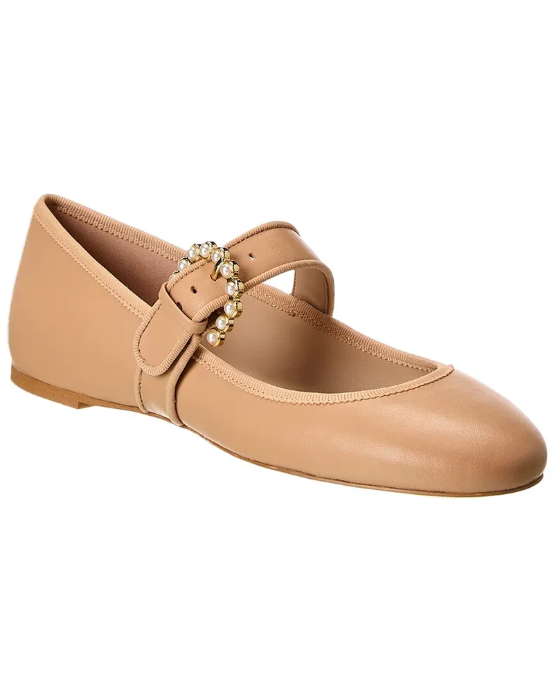Stuart Weitzman Piper Leather Ballet Flat Beige