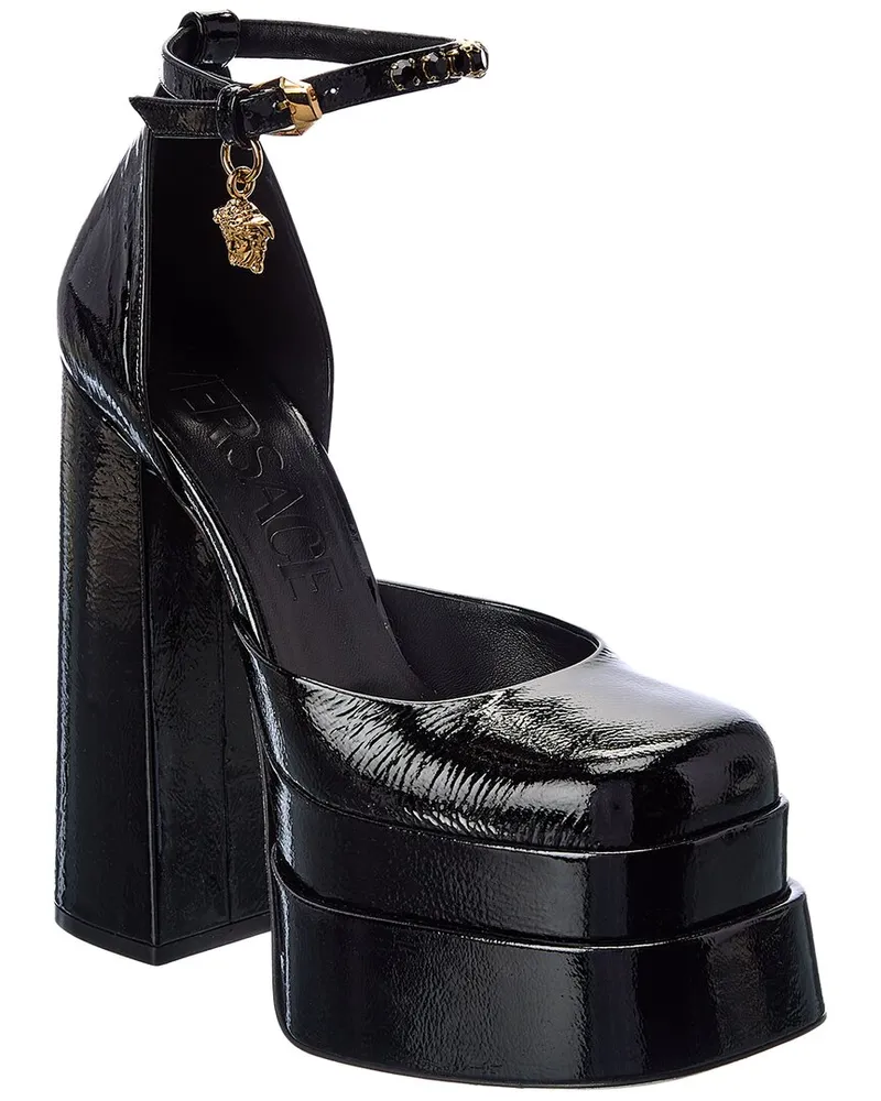 Versace Medusa Patent Platform Pump Black