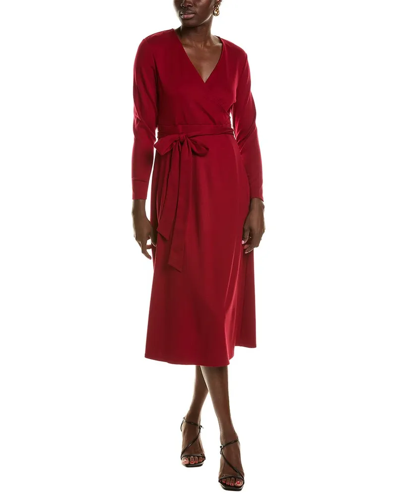 Anne Klein Surplice Midi Dress Red