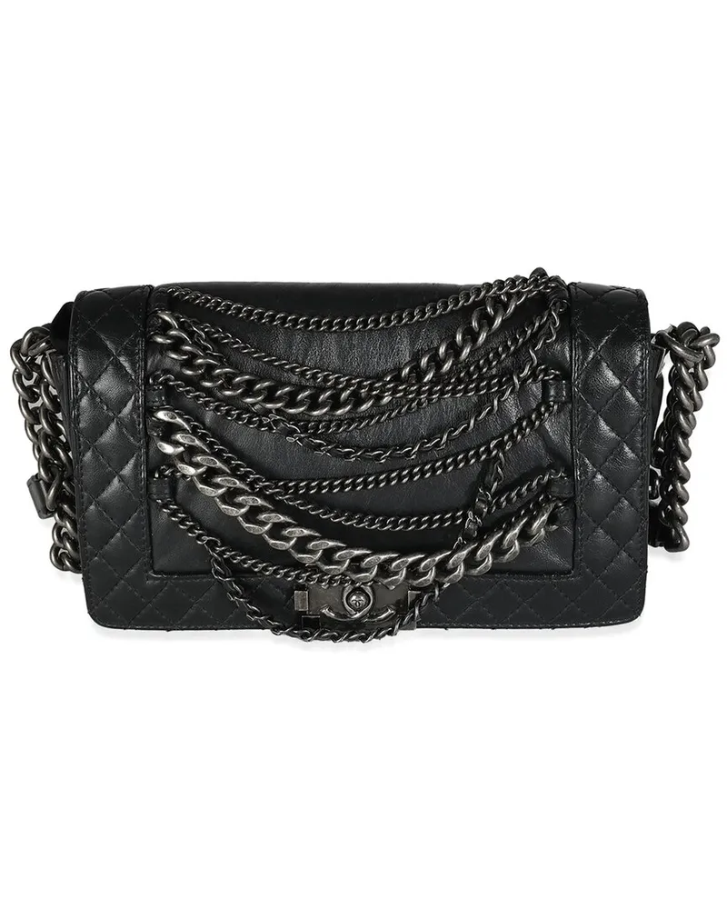 Chanel Black Leather Medium Enchained Boy Bag (Authentic Pre-Loved Nocolor