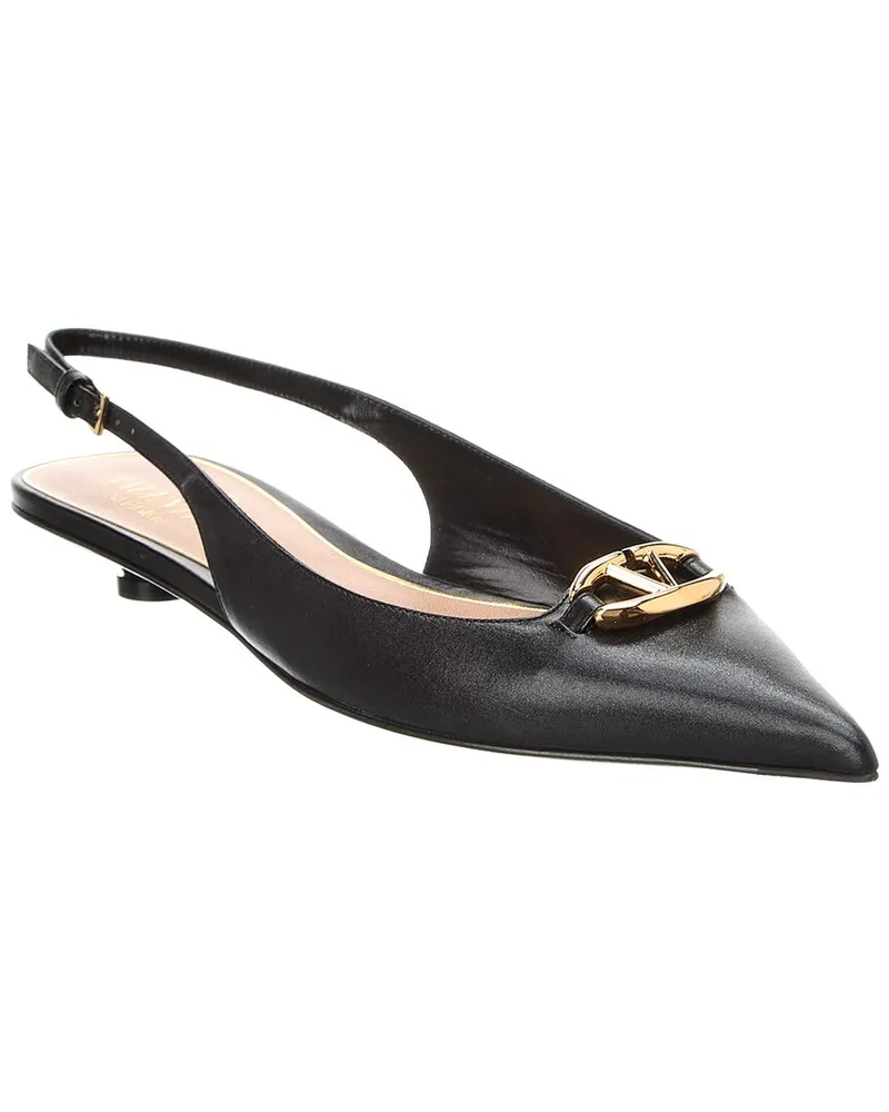 Valentino Garavani VLogo Signature Leather Slingback Pump Black