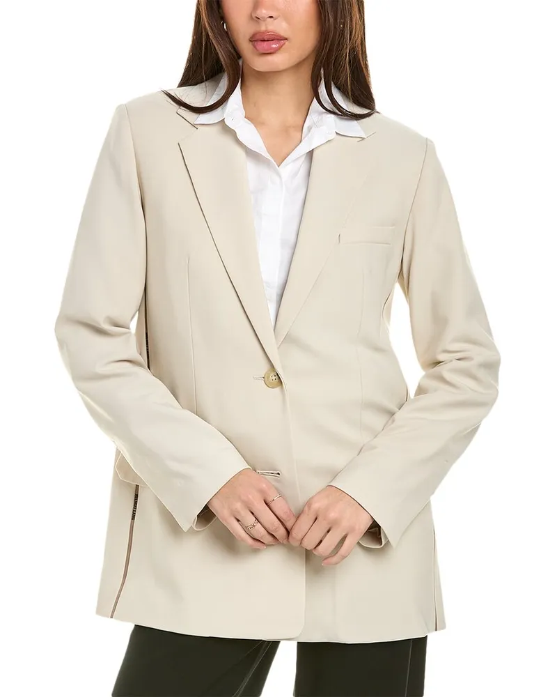 Helmut Lang Logo Tape Wool-Blend Blazer Brown