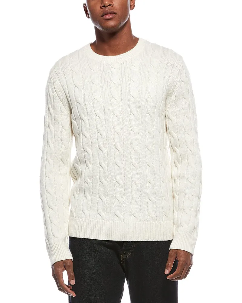 Theory Montana Wool & Cashmere-Blend Crewneck Sweater White