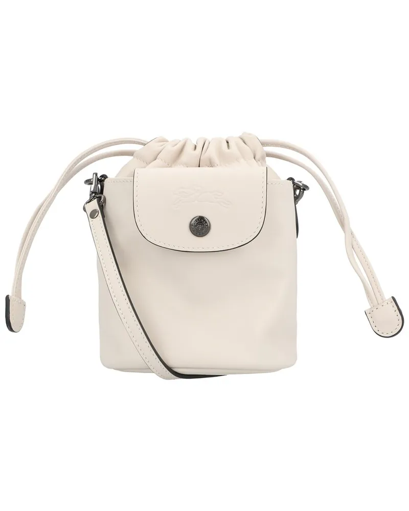 Longchamp Le Pliage Xtra XS Leather Bucket Bag White