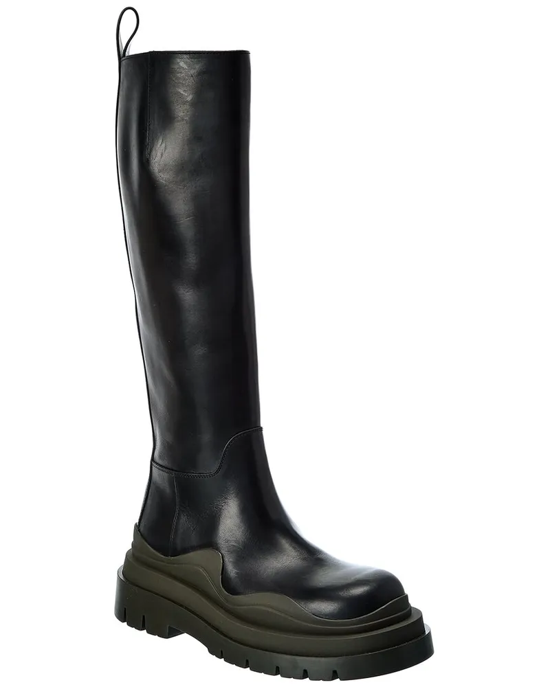 Bottega Veneta The Tire High Leather Boot Black