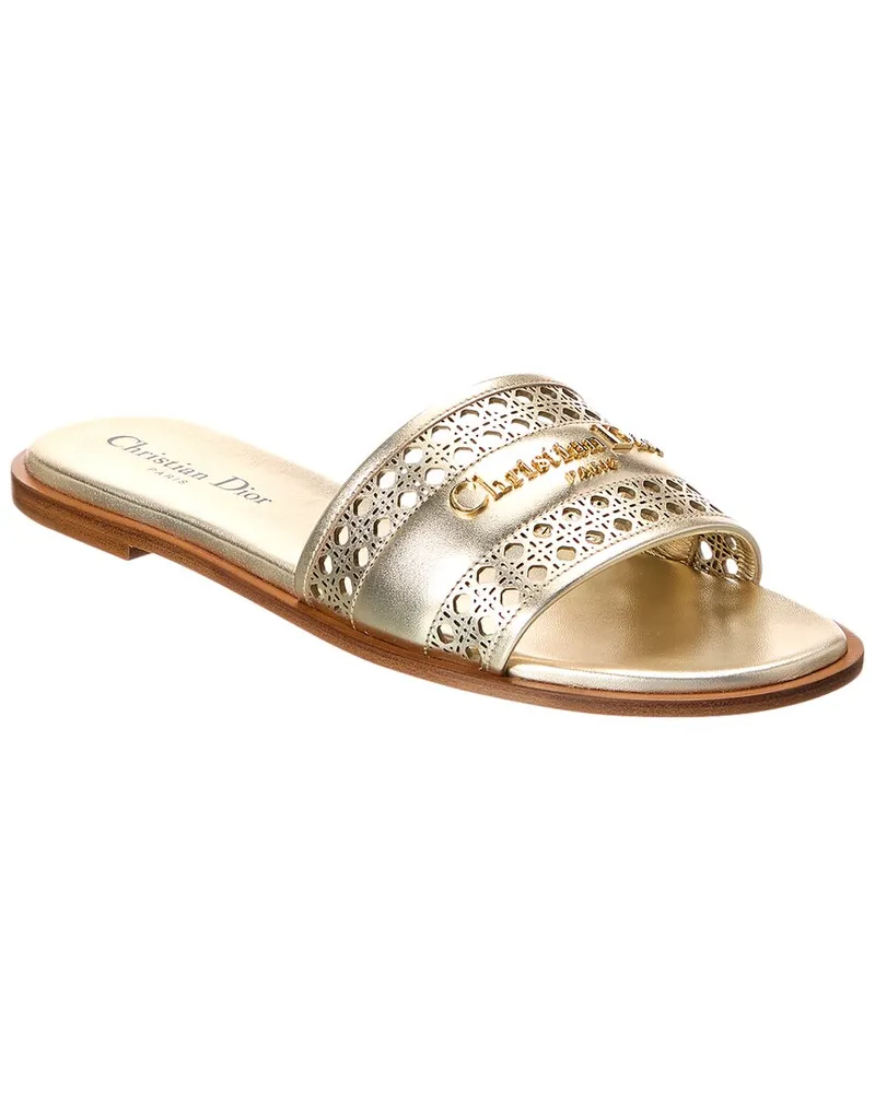 Dior D-Lane Leather Sandal Gold