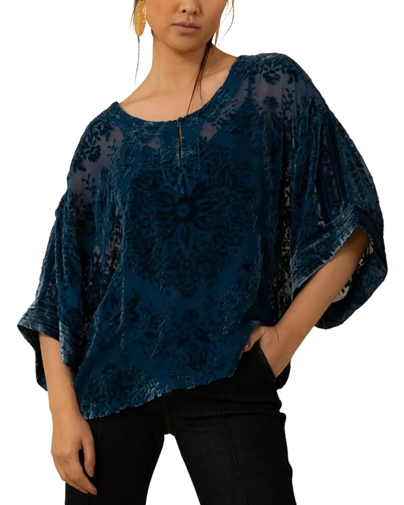 Hale Bob Briar Silk-Blend Top Blue