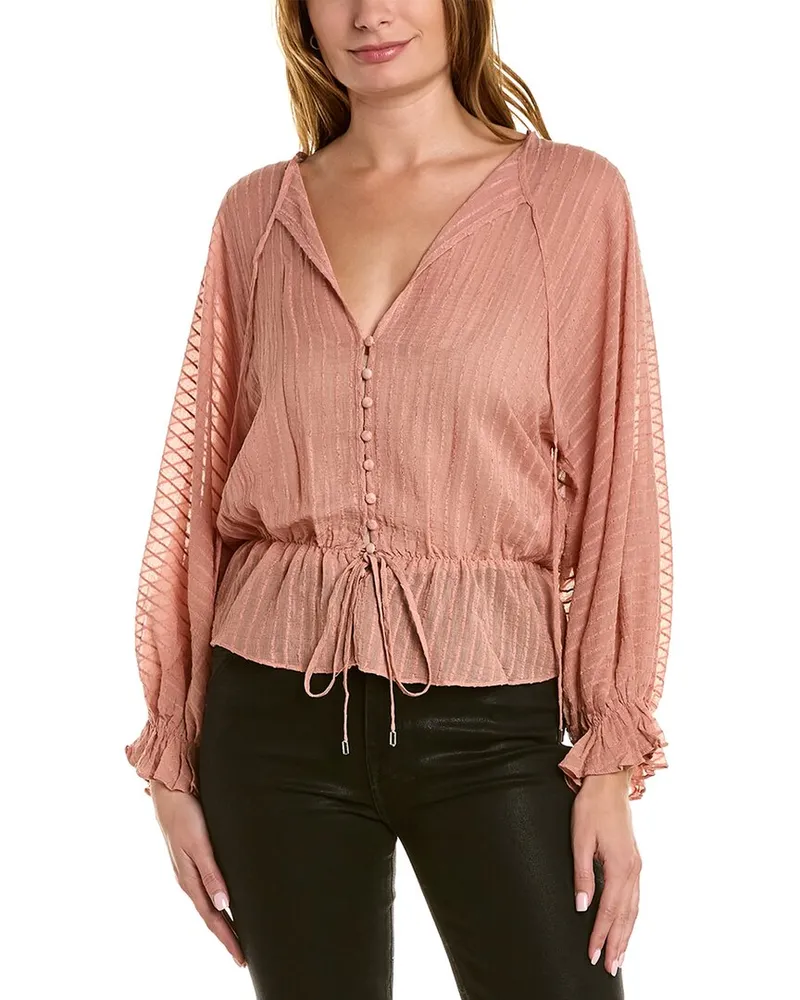 We Are Kindred Aurora Tie Neck Blouse Pink