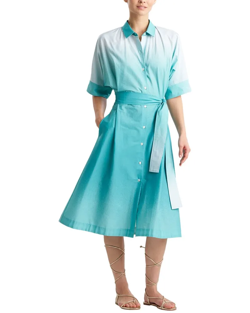 NATORI Belted Dress Blue