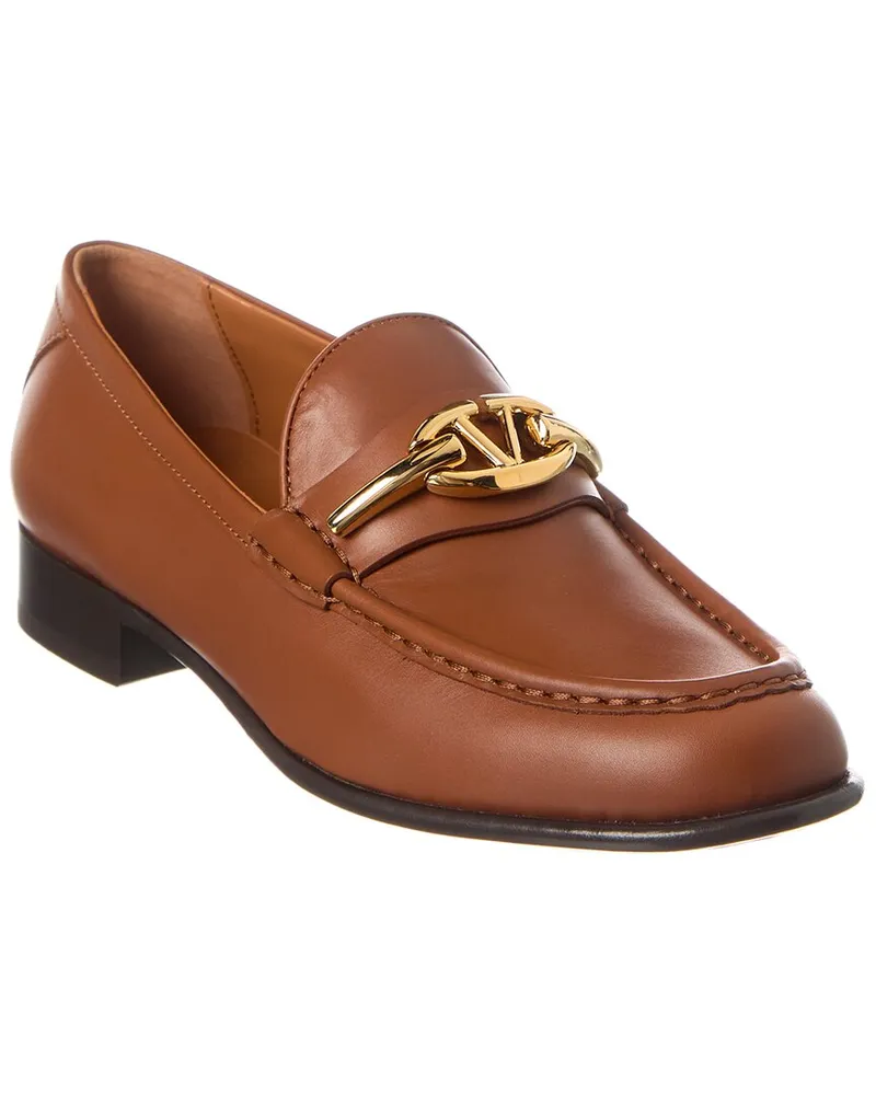Valentino Garavani VLogo Leather Loafer Brown