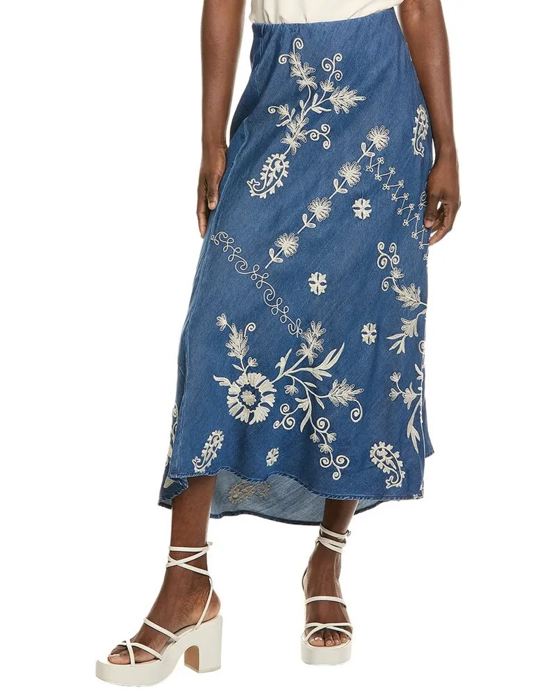 Johnny Was Bias Maxi Skirt Blue