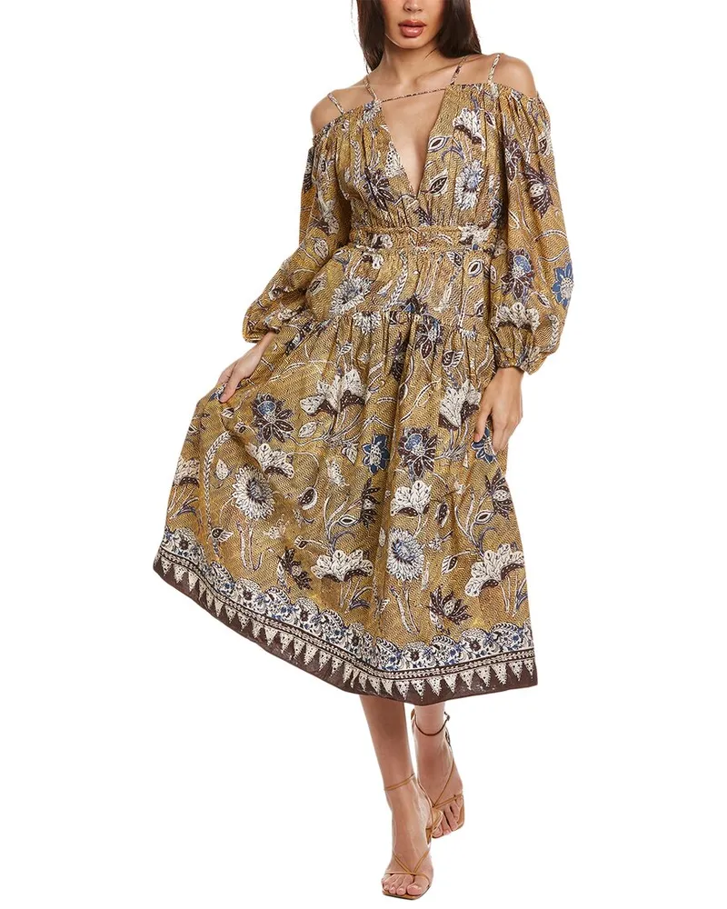 Ulla Johnson Tiered Midi Dress Yellow