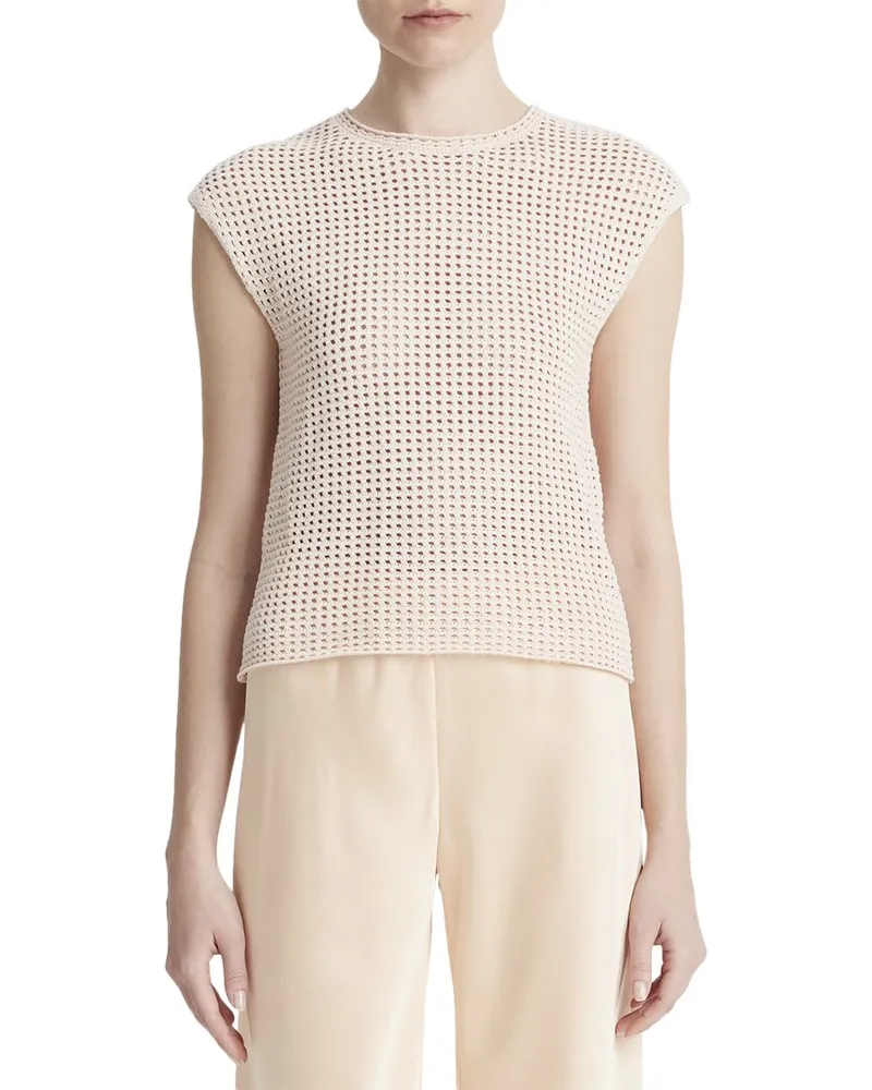 Vince Mesh Stitch Crew Top Pink