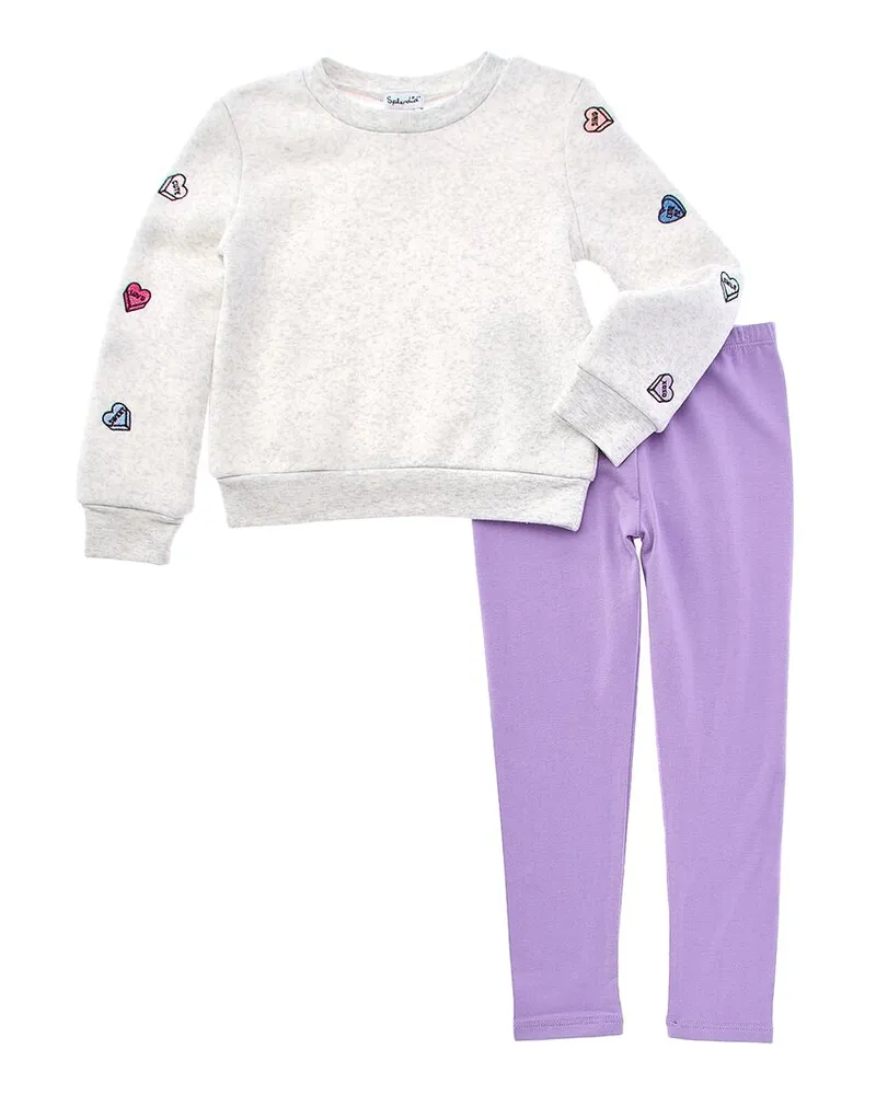 Splendid 2pc Dancing Hearts Sweatshirt & Legging Set Purple