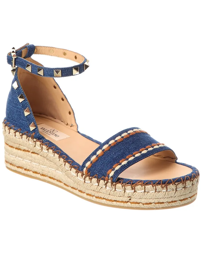 Valentino Garavani VLogo 55 Denim Espadrille Blue