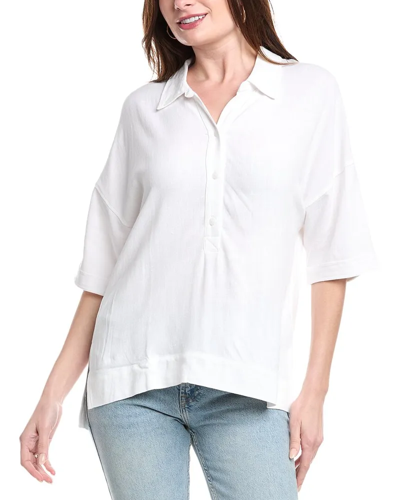 Splendid Coastal Linen-Blend Top White