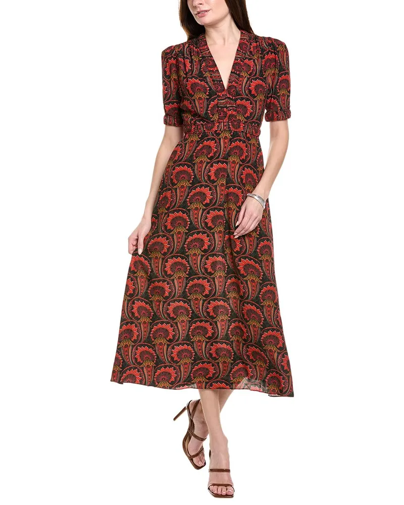 Saloni Eco Crepe Maxi Dress Red
