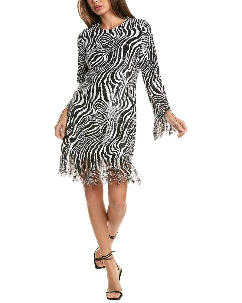 Michael Kors Sequin Fringe Shift Dress Black
