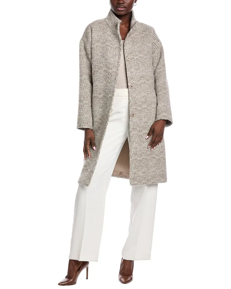 Eileen Fisher Petite Stand Collar Alpaca, Wool & Silk-Blend Jacket Grey