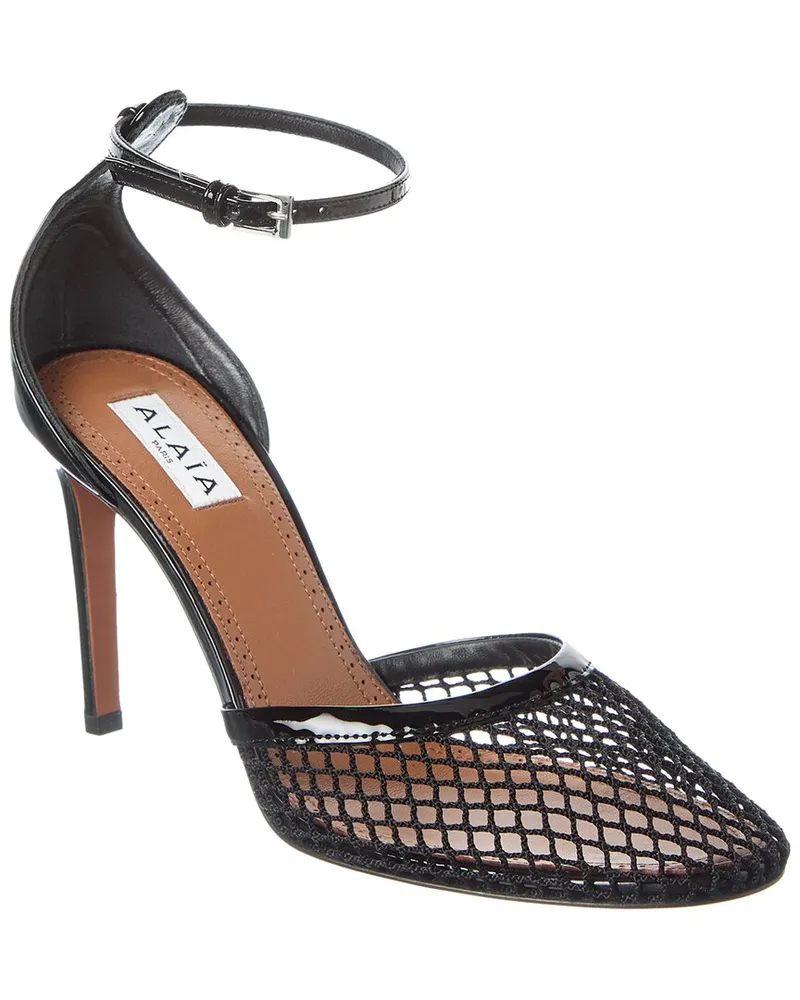 Alaïa Fishnet Mesh & Patent Pump Black