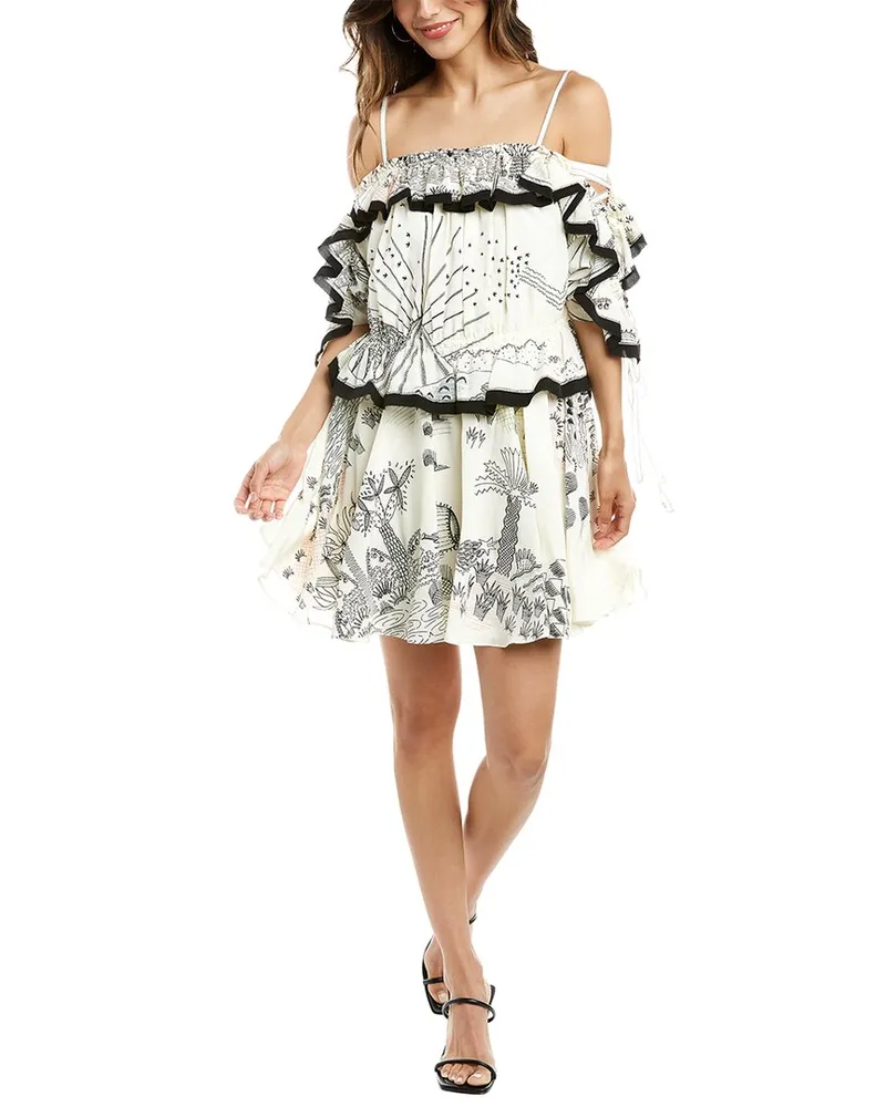 Valentino Garavani Off-the-Shoulder Silk Mini Dress Black